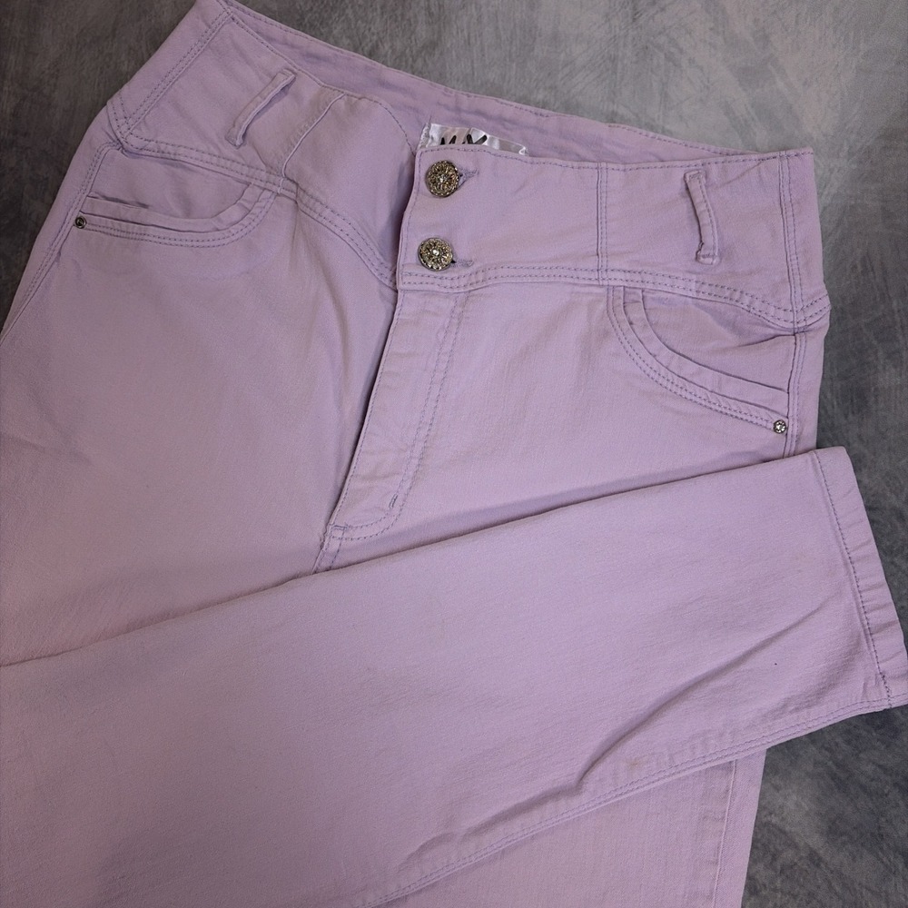 Max Pants Womens Lilac Purple Good High Rise Double Button Slim Fit